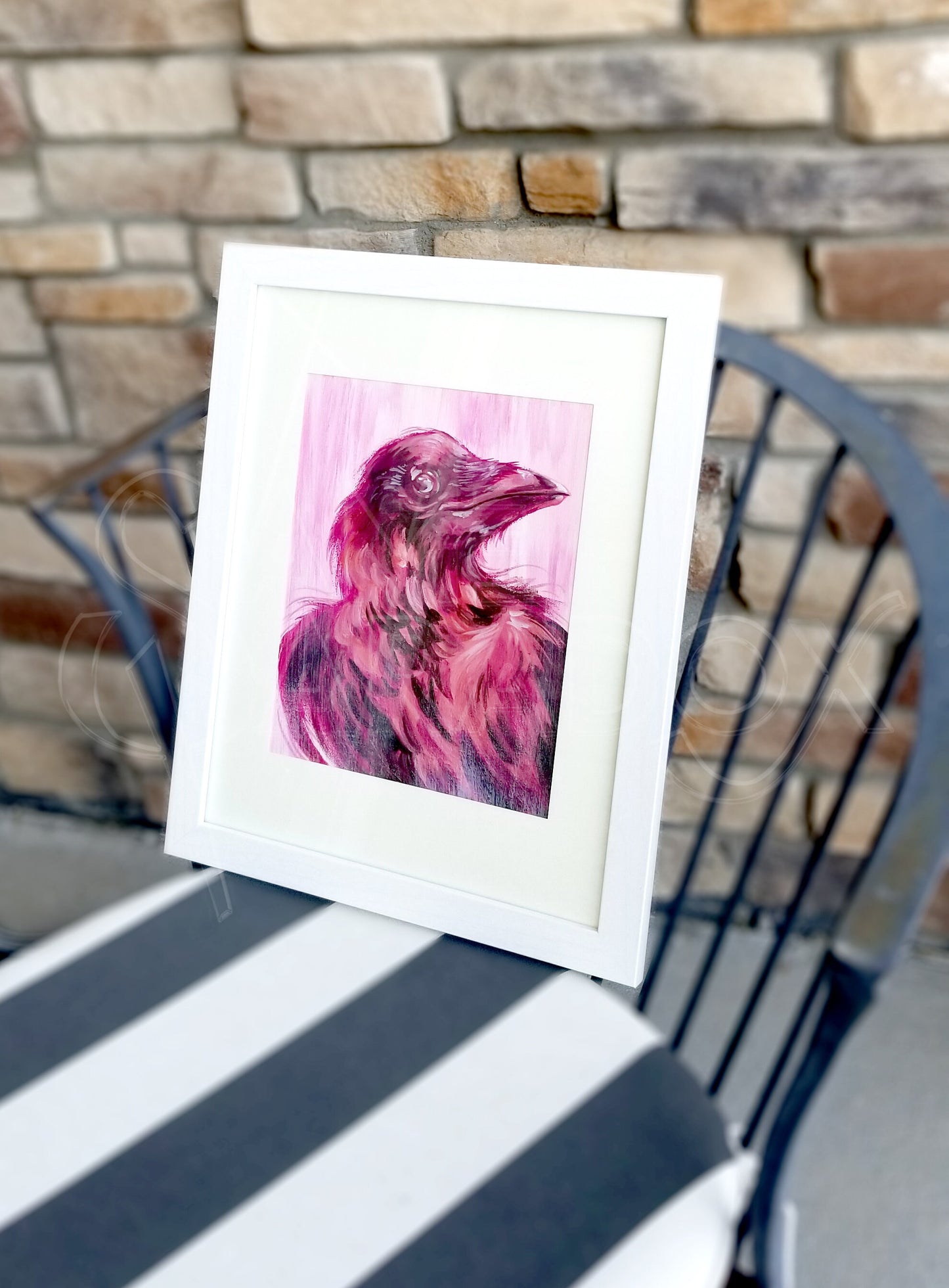 Blush Raven - Original Acrylic Painting