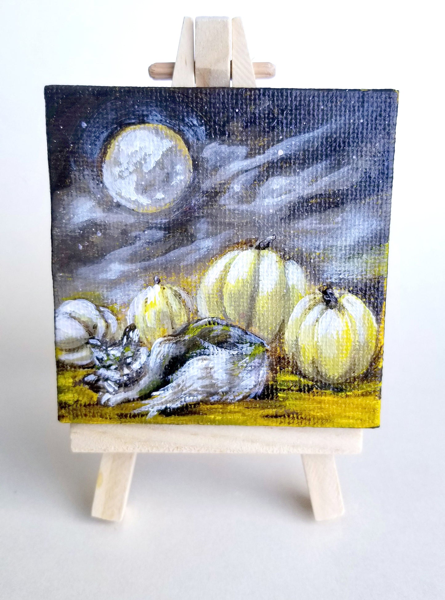 Autumn Cat - Original Tiny Acrylic Painting