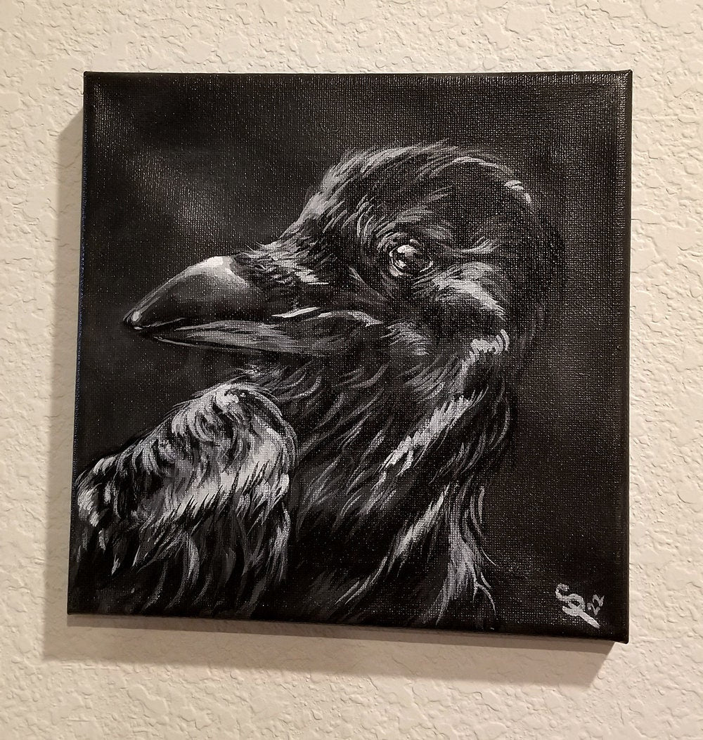 Raven Canvas - Original Acrylic Painting