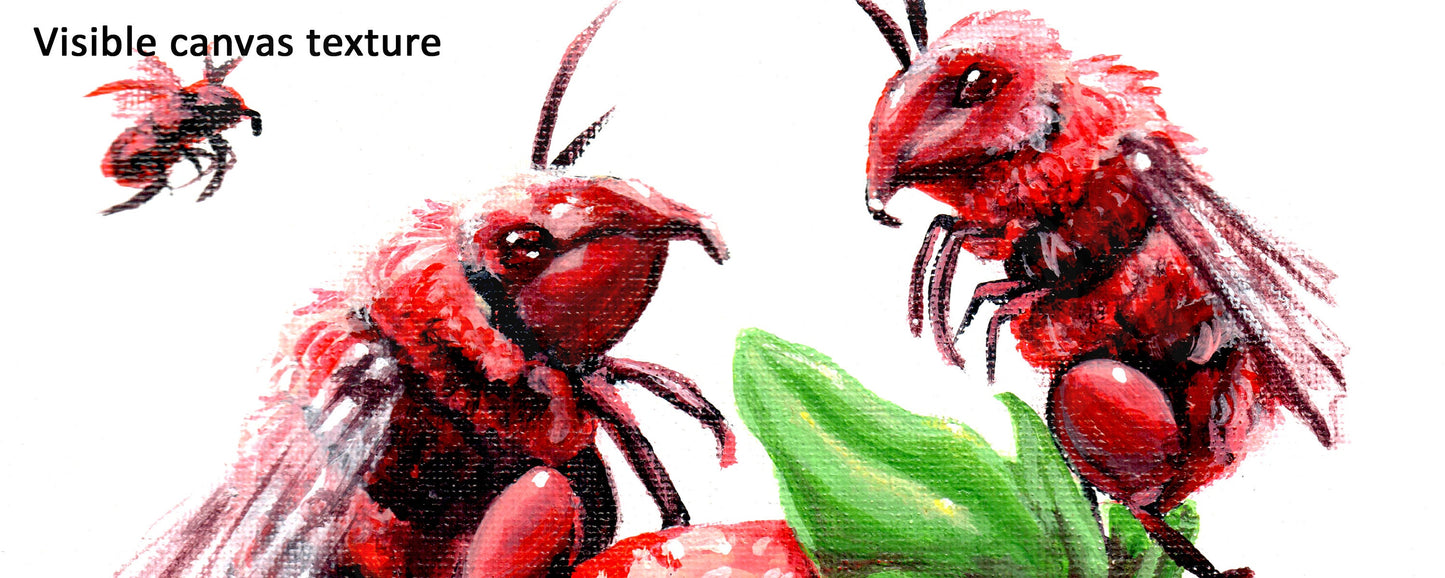 Strawberry Bees - Art Print