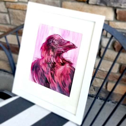 Blush Raven - Original Acrylic Painting